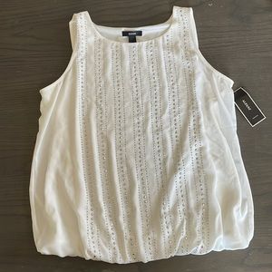 Alfani Chateau Bleu White Sleeveless Blouse, Size 6